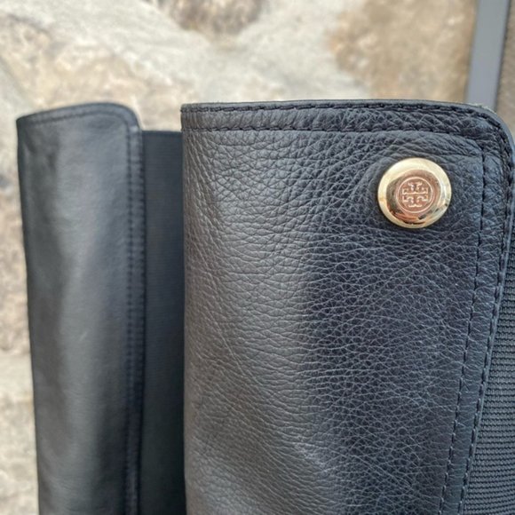TORY BURCH Sullivan Knee High Black Leather Boots | Size 7 M | - Picture 5 of 15